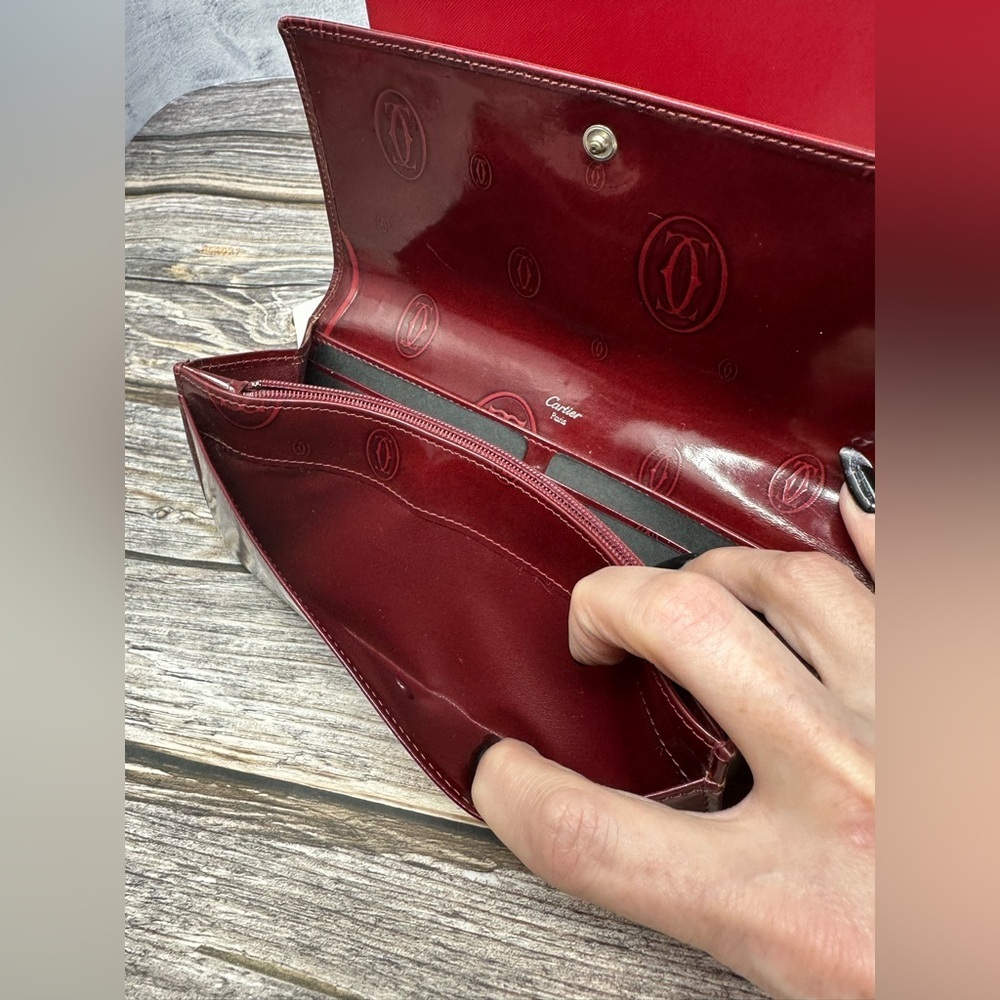 Cartier Red Glossy Long Leather Happy Birthday Wallet GUC Dust Bag, Box, Cards​​ - Picture 15 of 16